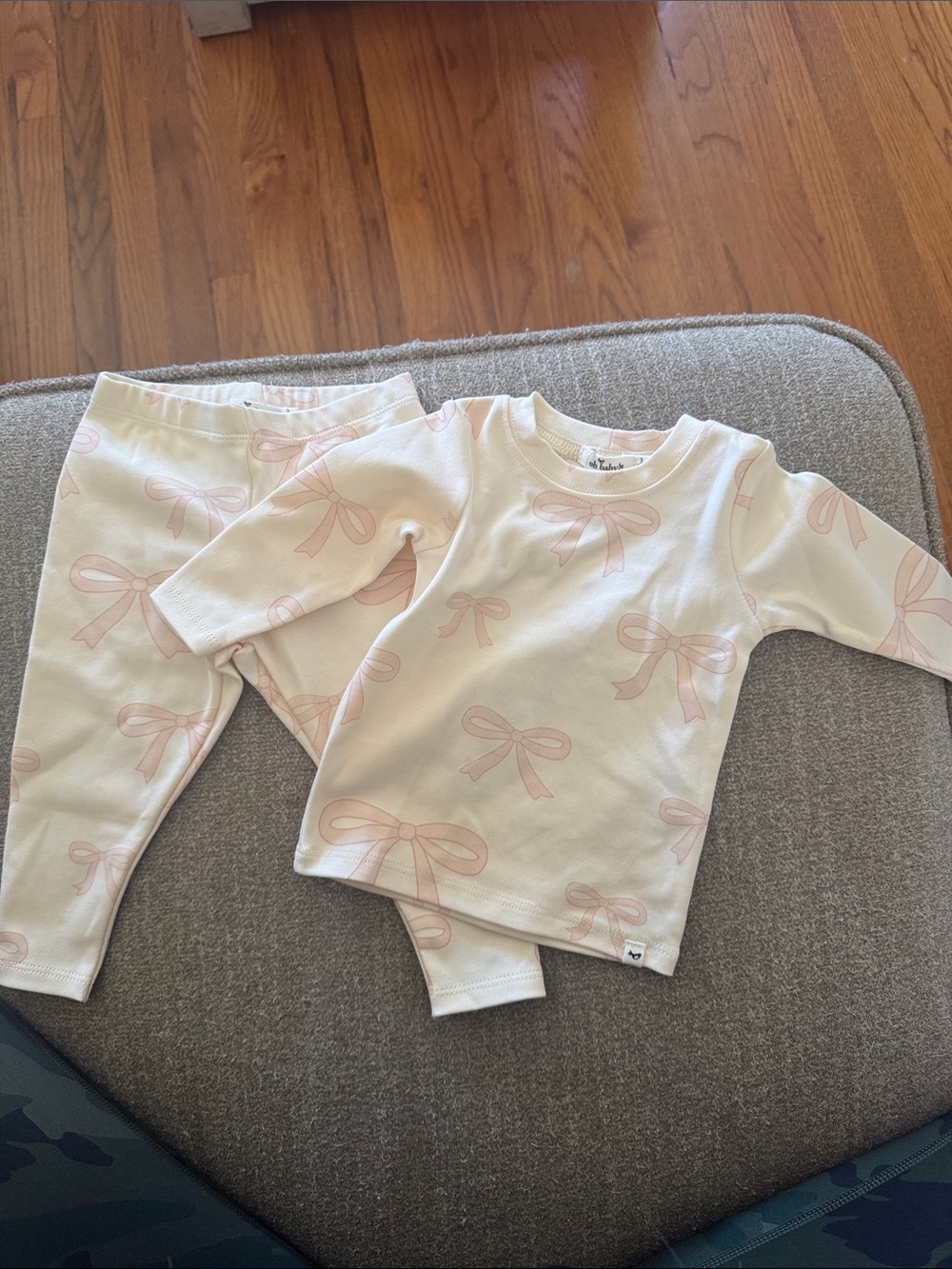 Oh Baby Pink Bow Print matching Set size 3-6 month NWT
